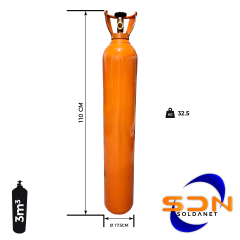 Cilindro 3m³ 20Lts. 15kg ALT.110 D175 P/gas Sello Iram - SOLDANET