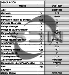 Soldadora Inverter FERROLAN MOBI 1000 + COMBO en internet