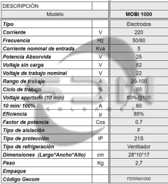 Soldadora Inverter FERROLAN MOBI 1000 + COMBO - SOLDANET