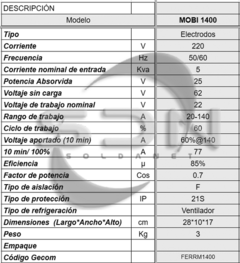Soldadora Inverter FERROLAN MOBI 1400 en internet