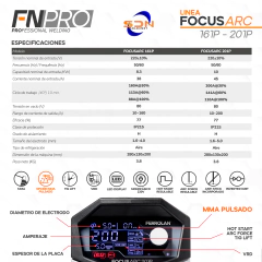 Soldadora Inverter FNPRO FOCUSARC 201P (Pulsada) + Combo - tienda online