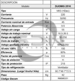 Soldadora MIG RMB DUOMIG 251k- Monof. 250A - comprar online