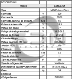 Soldadora MIG RMB GENIX 251 (Pulsada) + COMBO MIG en internet