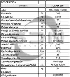 Soldadora MIG RMB GENIX 300 (Pulsada) + COMBO MIG - SOLDANET