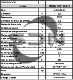 Soldadora MIG RMB MICRO-VERTEX 210 + COMBO Máscara + Regulador o Flux x5kg - SOLDANET