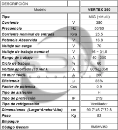 Soldadora MIG RMB VERTEX 350 SINERGICO + COMBO MIG en internet