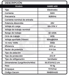 Soldadora Rectificador RMB HARD 400 - SOLDANET