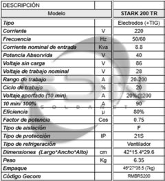 Soldadora Inverter RMB STARK 200TR (2en1) - comprar online