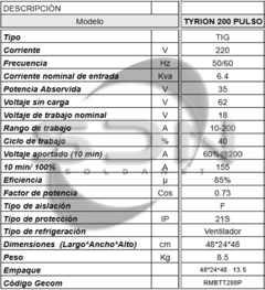 Soldadora TIG RMB TYRION 200d Pulse + Combo TIG - SOLDANET