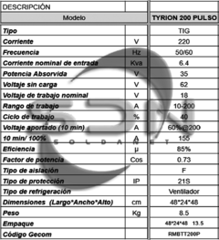 Soldadora TIG RMB TYRION 200d Pulse + Máscara + Regulador - SOLDANET