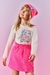 Conjunto infantil blusa manga longa e saia rosa neon Cinti 12397 na internet