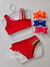 Biquini infantil cropped maça chic vermelho liso Siri Kids 38044