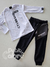 Conjunto infantil camiseta e calça branco e preto Catavento 19035k