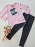 Conjunto infantil manga longa happy days rosa Kyly 087