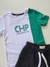 Conjunto infantil camiseta verde e branca Charpey 28816 - comprar online