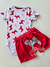 Conjunto bebê body branco e vermelho Charpey 18069
