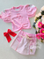 Conjunto infantil manga bufante ursinho rosa Cinti 12121