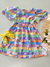 Vestido infantil monstrinhos quadradinhos Alphabeto 60490