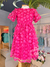 Vestido infantil festa tule com flores pink Animê 5817