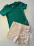 Conjunto infantil verde bermuda linho Charpey 18135