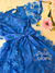 Vestido infantil floral tule azul Animê 4280 - comprar online