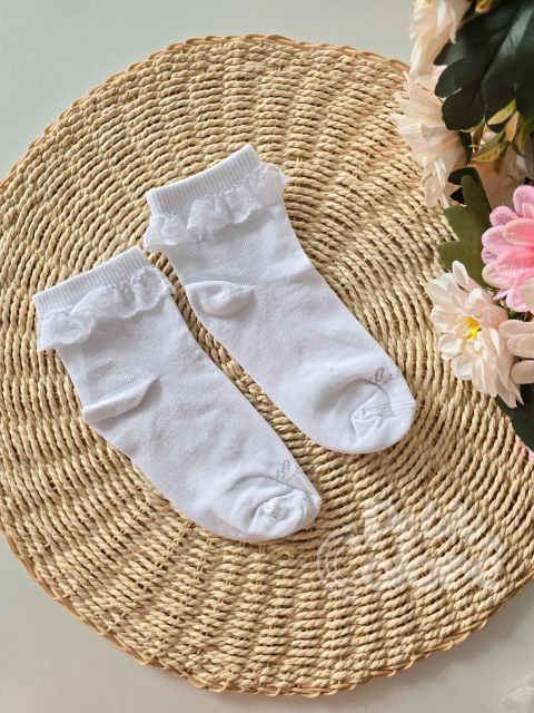 Meia infantil Soquete Lisa Microfibra c/ renda Luna L242 - comprar online