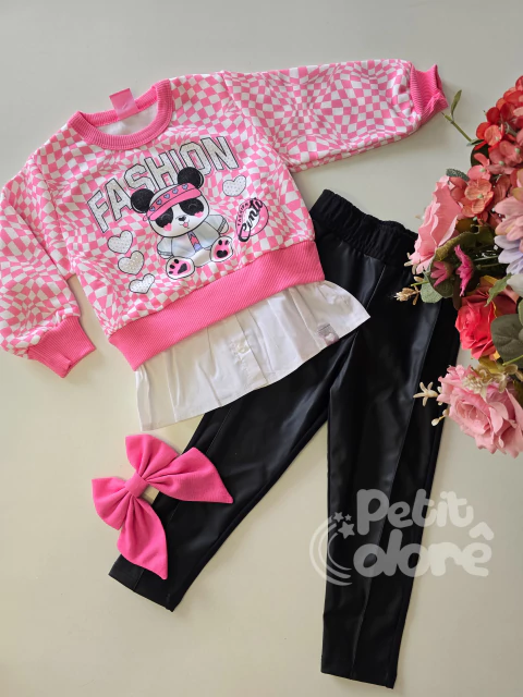 Conjunto infantil panda rosa e preto Cinti 12372 - comprar online