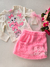 Conjunto infantil manga longa saia short pelúcia rosa Cinti 12318 - comprar online