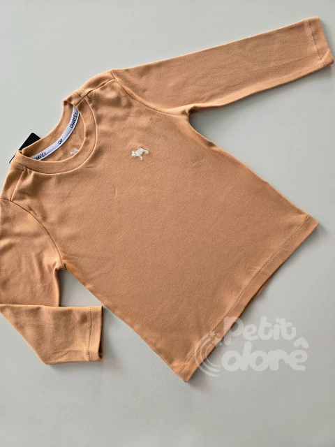 Camiseta infantil manga longa suedine caramelo Charpey 18379 - comprar online
