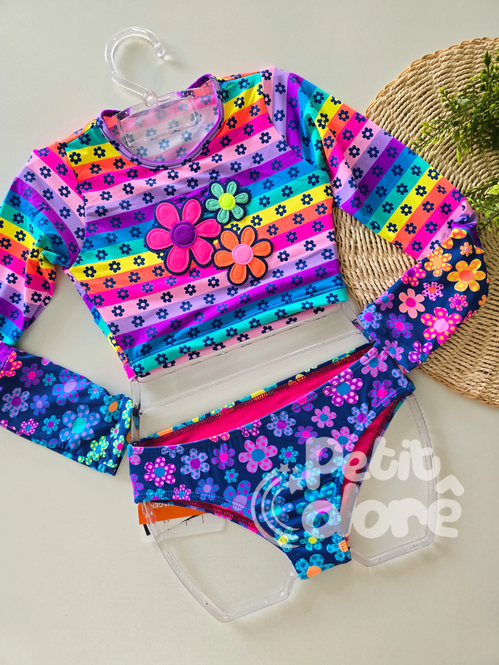 Biquíni Cropped Manga Longa Fernanda Jardim Colorido Siri Kids (40201)