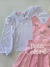 Conjunto infantil salopete com lacinhos cristais e blusa gola babadinho Gabriela Aquarela 251091 na internet