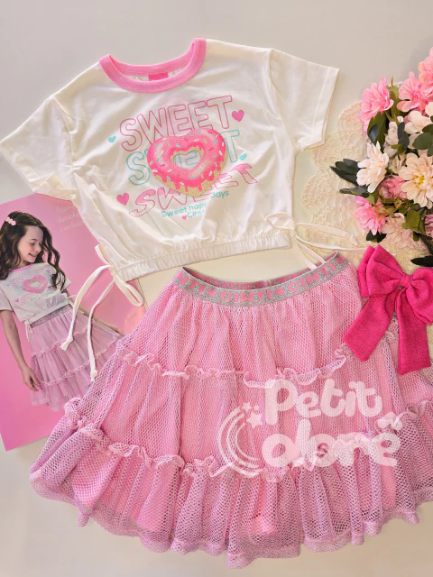 Conjunto Infantil Menina Blusa e Saia Tule Sweet Rosa Cinti (12572) - comprar online