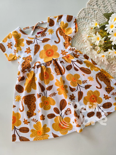 Vestido infantil flores marrom kyly 1002 - comprar online