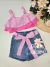 Conjunto infantil feminino short jeans com pingente de ursinho Gabriela Aquarela 252002 - comprar online