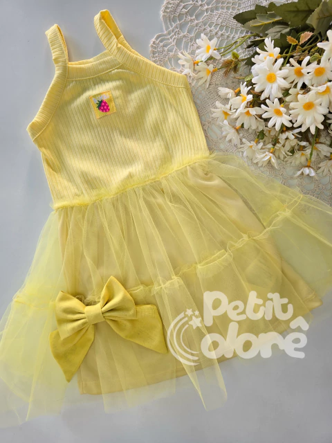 Vestido infantil com tule amarelo sunny Bimbi FA250 - comprar online