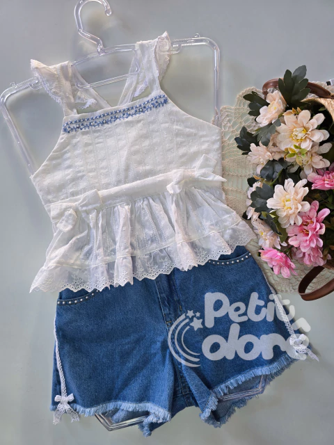 Conjunto infantil classico bata e jeans bordado Petit Cherie 078 - comprar online