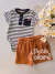 Conjunto body e short bebê masculino azul marinho e caramelo Milon 1137 - comprar online