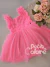 Vestido infantil festa rosa neon com busto bordado brilho Petit Cherie 030 - comprar online