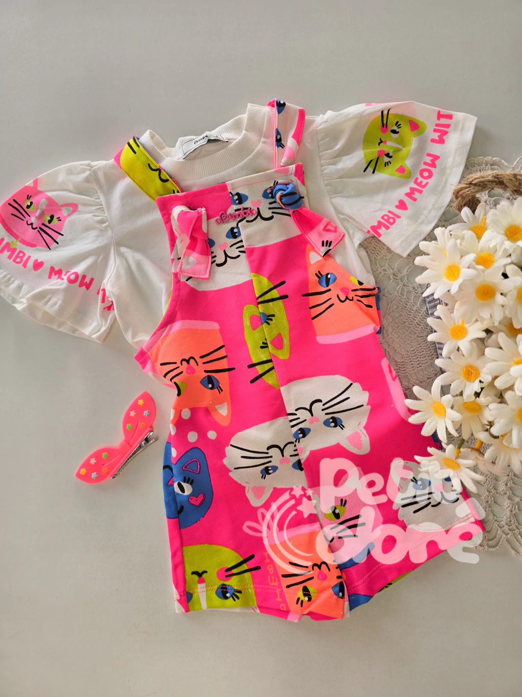 Conjunto infantil jardineira e blusa sticker smile BImbi FA063