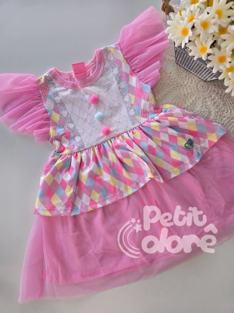 Vestido infantil fantasia palhacinha circo rosa Cinti 12788 - comprar online