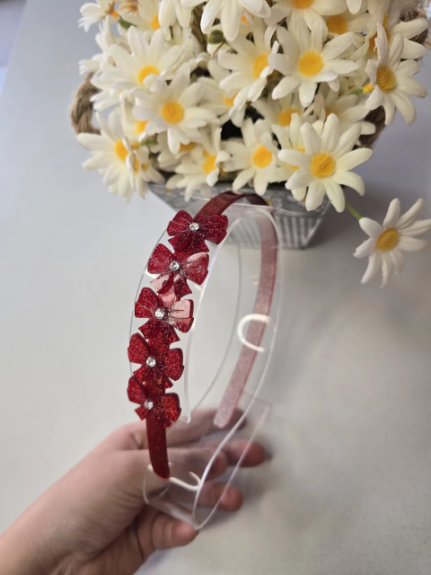 Tiara infantil laço com strass vinho 222 - comprar online