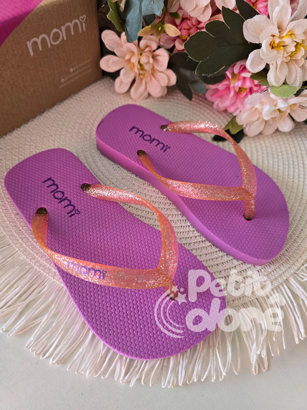 Chinelo infantil brilho roxo Momi AH007