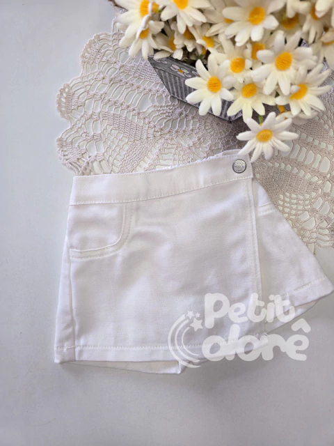 Short saia infantil transpassado off white Bimbi FA213 - comprar online