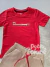 Conjunto infantil camiseta vermelha e bermuda bege Charpey 18479 na internet