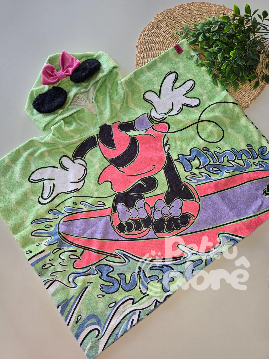 Roupão infantil Minnie com orelhas soft lime Disney Animê Q0421