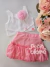 Conjunto infantil blusa broche maxi flor e saia tule com brilhos rosa Gabriela Aquarela 252062 - comprar online