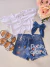 Conjunto infantil blusa branca e short jeans com pingentes divertidos Gabriela Aquarela 252212 - comprar online