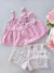 Conjunto infantil bata rosa algodão e short sarja off white Gabriela Aquarela 252069 - comprar online