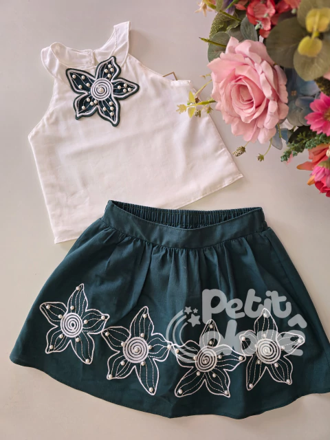 Conjunto infantil verde bordado Milon 1303 - comprar online