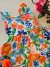 Vestido infantil algodão floral azul e laranja Kyly 1808 - Petit Colorê | Moda Infantil, roupa de Menina, Menino e Bebê 